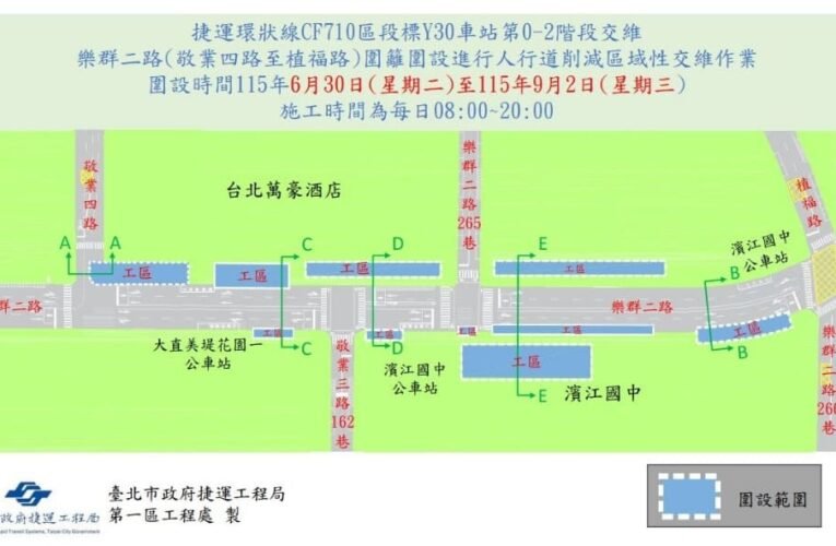 環狀線東環段CF710區段工程進行中　中山區樂群二路人行道削減交維作業