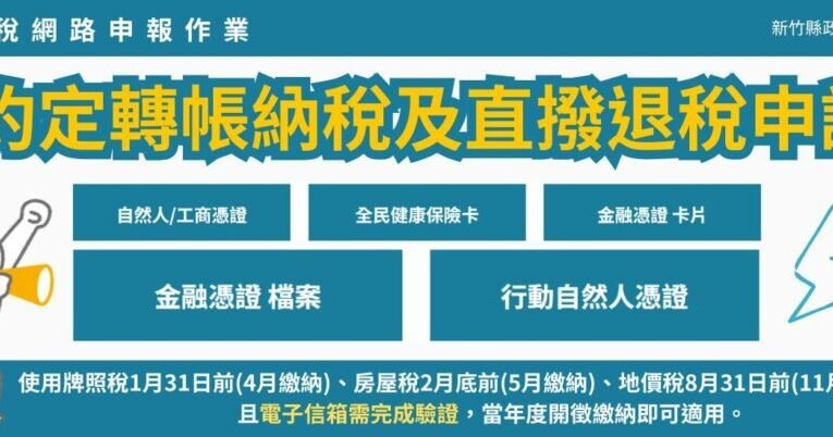 線上申請「約定轉帳納稅及直撥退稅」 一次完成So Easy!