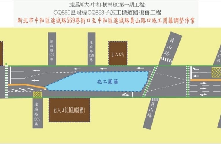 萬大線CQ863子施工標啟動　中和連城路7月3日晚間起交維調整