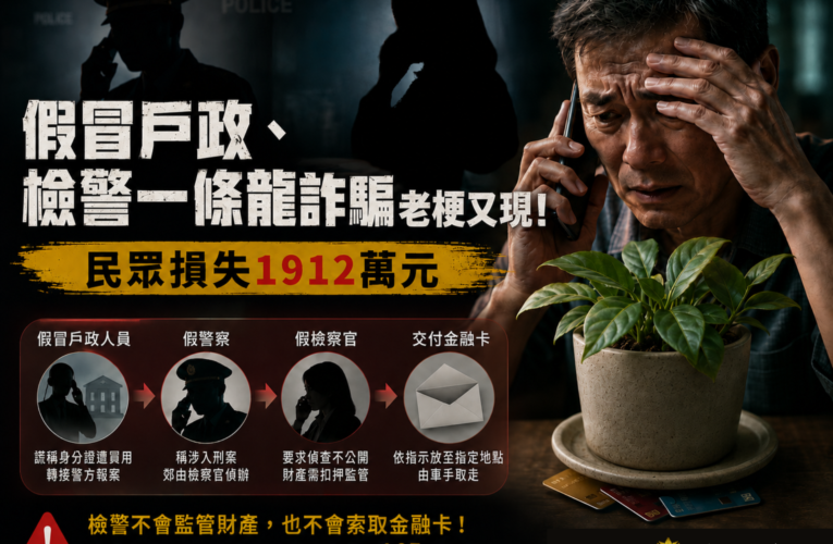 假冒戶政、檢警一條龍詐騙老梗再現！男子誤信「監管財產」慘遭詐1912萬元