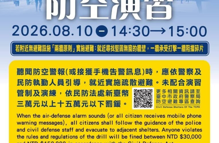 中部防空演習8/10啟動　中捷全線正常行駛旅客須配合站內疏散避難