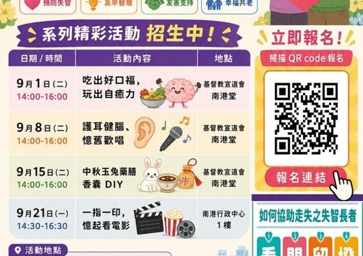 南港區中研高齡生活圈 失智友善在身邊