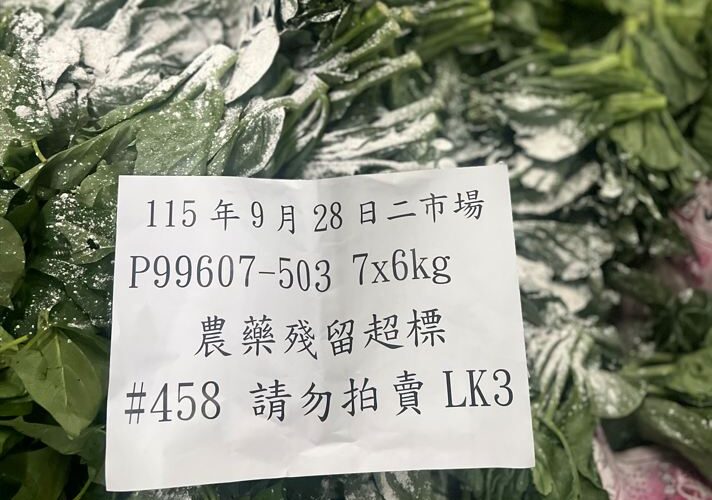 北市115年9月批發市場蔬果農藥抽驗結果出爐