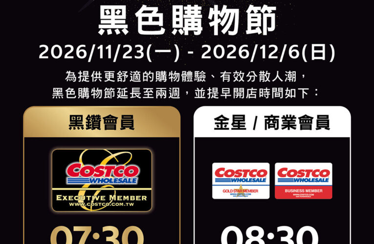好市多黑五不必搶破頭！首度延長14天、優惠每卡限購一件　黑鑽7時半先買